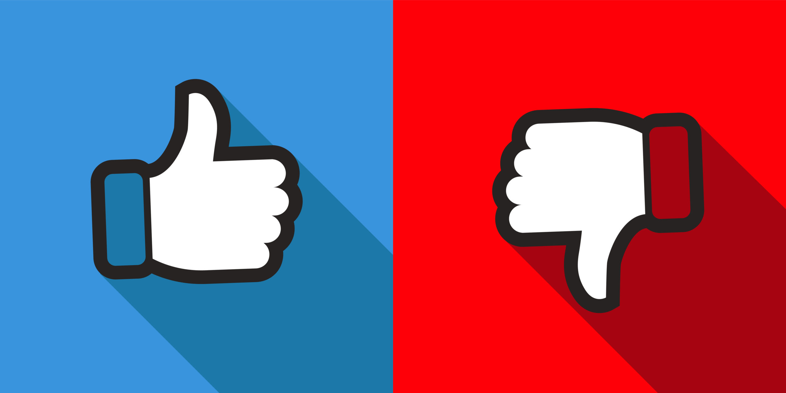 Thumb up and down red and green icons. Vector illustration. I li